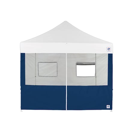 E-Z Up TAA Compliant Food Booth Middle Zipper Sidewall, 10' W x 10' H, Navy Blue SW3FBFXTM10NB
